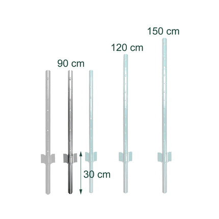 Steel Fence Posts with Ground Anchors, 90 cm, Set of 10