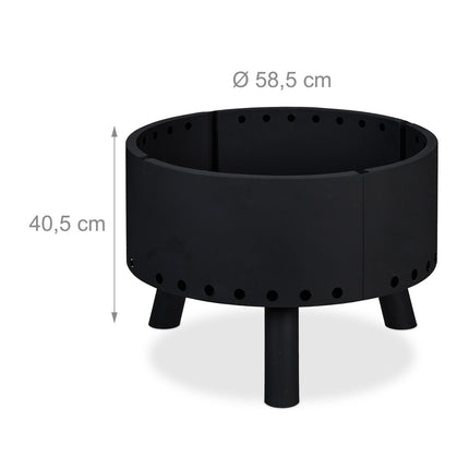 Steel Fire Bowl with Spark Guard and Heat Shield