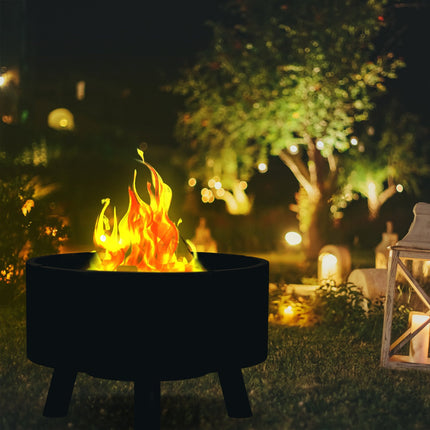 Steel Fire Bowl with Spark Guard and Heat Shield