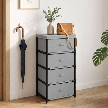 Steel Frame Dresser with 4 Fabric Drawers, Grey/Black, 42x32x80 cm