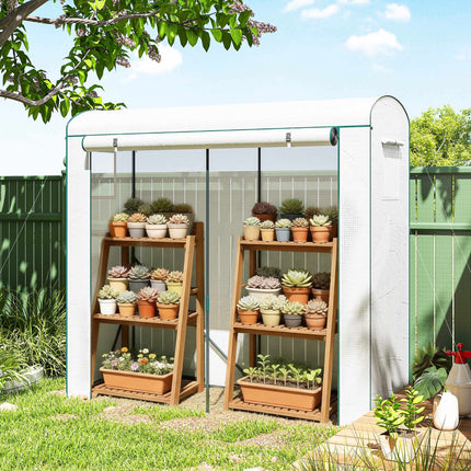 Steel Frame Greenhouse with Roll-Up Door, 200 x 75 x 188 cm