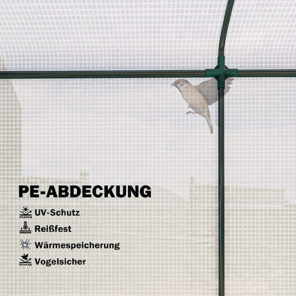 Steel Frame Greenhouse with Roll-Up Door, 200 x 75 x 188 cm