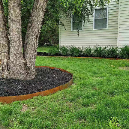 Steel Garden Bed Edging, Rust Look, Weed Barrier