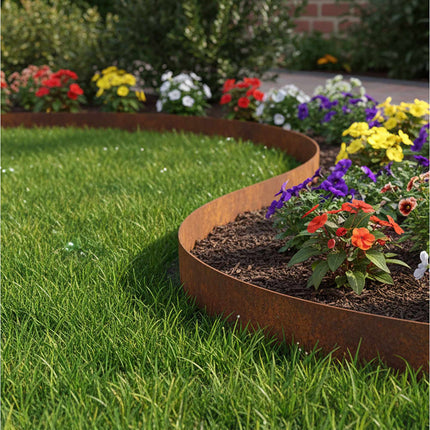 Steel Garden Edging – Rust Finish, Flexible, Weed Barrier
