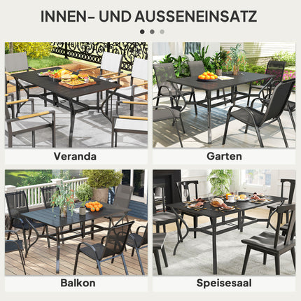 Outdoor dining table in steel - 150x90cm, weatherproof, black