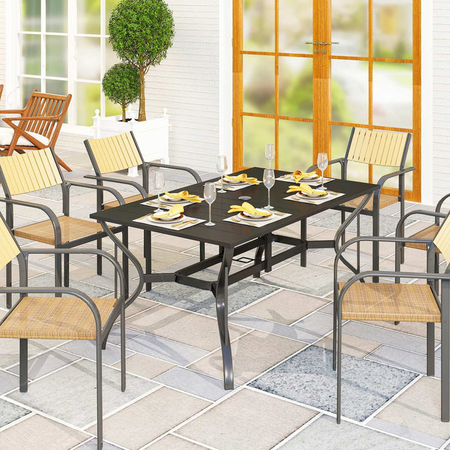 Outdoor dining table in steel - 150x90cm, weatherproof, black
