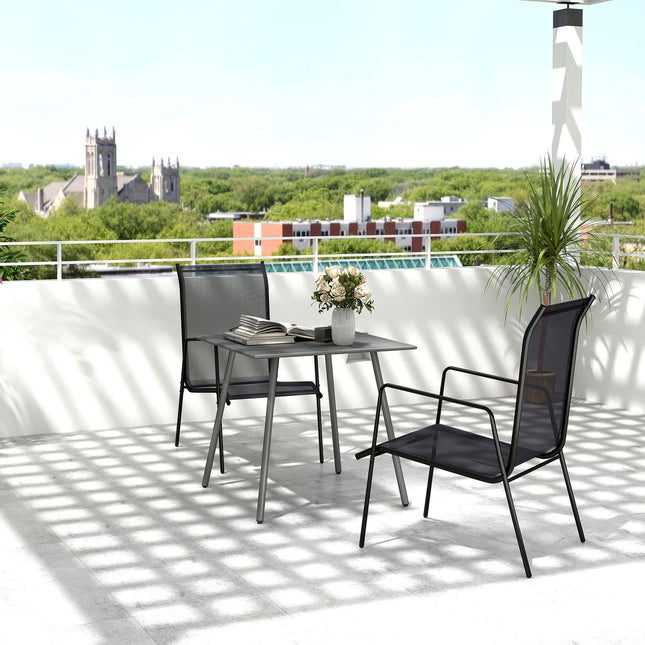 Garden table in steel, 80x80 cm, weatherproof outdoor seating