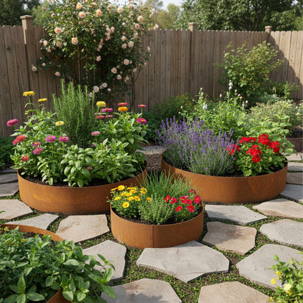 Steel Herb Pyramid Planter, 3-Piece, Rust Finish, 40/80/120 cm