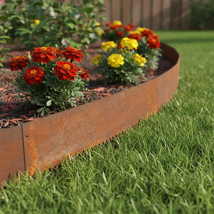 Steel Lawn Edging – Rust Look, Flexible Garden Border