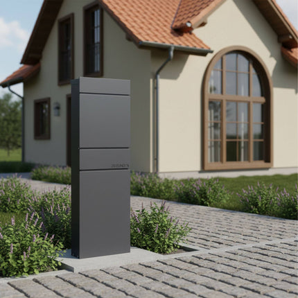Steel Letterbox, Anthracite, Freestanding with Lock