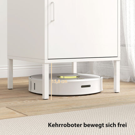 Steel Nightstand with Adjustable Shelf – White, 40x40x56 cm