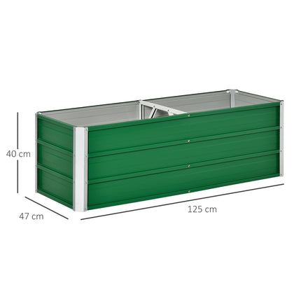Steel garden bed with gloves, green, 125x47x40cm
