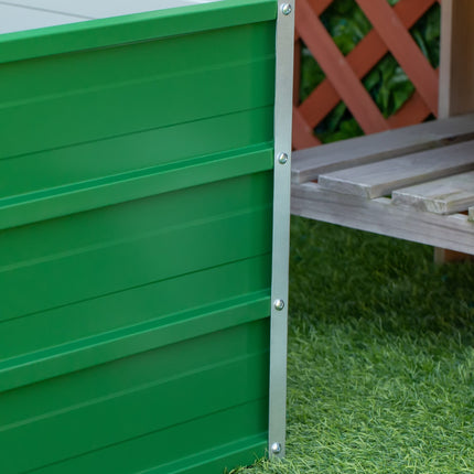 Steel garden bed with gloves, green, 125x47x40cm