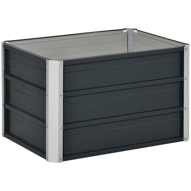 Steel raised garden pot with gloves, dark grey