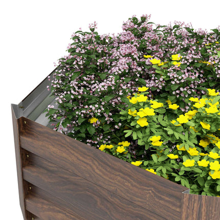Hexagonal raised garden bed, wood effect, dark brown