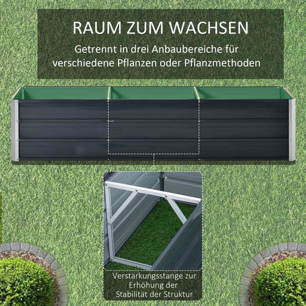 Steel XXL Raised Garden Bed Planter Box, 183x47x40 cm