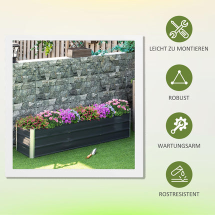 Steel XXL Raised Garden Bed Planter Box, 183x47x40 cm