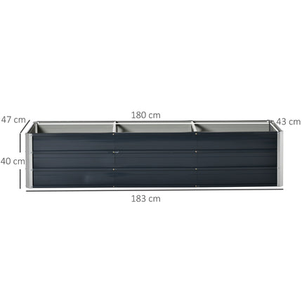 Steel XXL Raised Garden Bed Planter Box, 183x47x40 cm