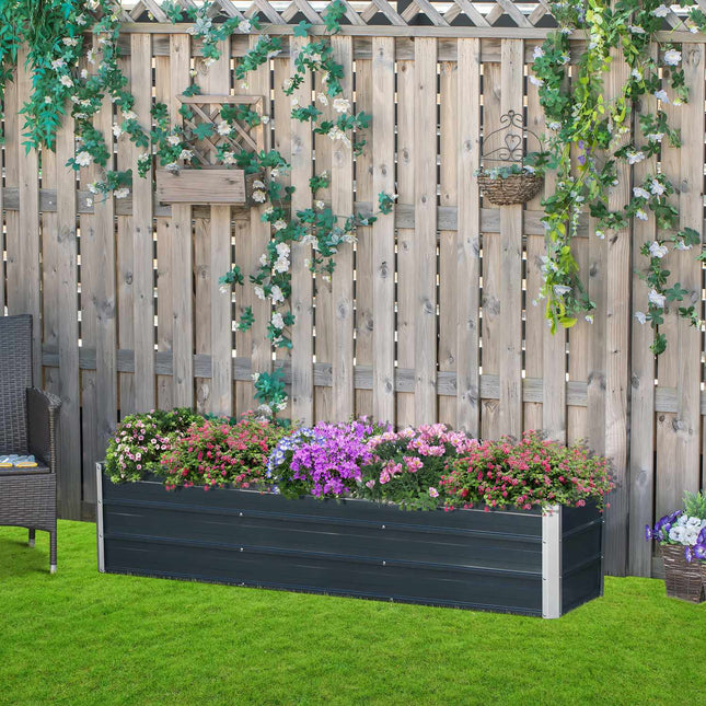 Steel XXL Raised Garden Bed Planter Box, 183x47x40 cm