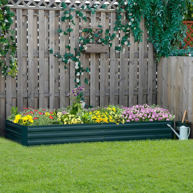 Steel Raised Garden Bed, Green, 241 x 90.5 x 30 cm