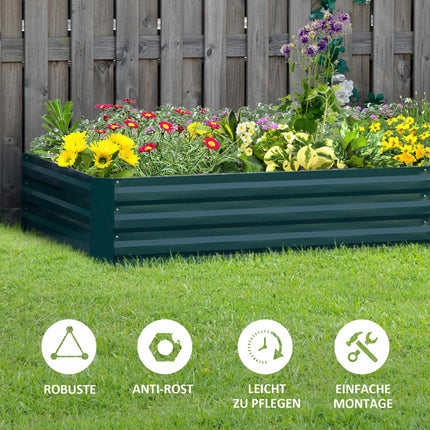 Steel Raised Garden Bed, Green, 241 x 90.5 x 30 cm
