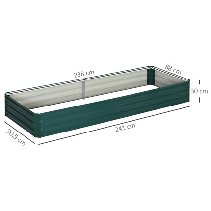 Steel Raised Garden Bed, Green, 241 x 90.5 x 30 cm