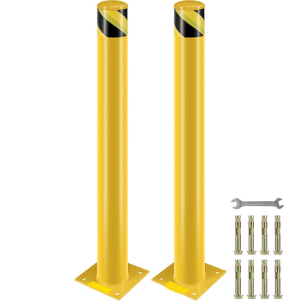 Steel Safety Bollard Post, 42 In x 4.5 In, 2 Pack