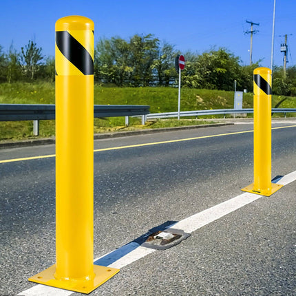 Steel Safety Bollard Post, 48 Inch x 4.5 Inch, 2-Pack, With Anchors