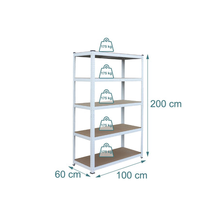 Steel Shelving Unit, Heavy-Duty, 5 Adjustable Tiers