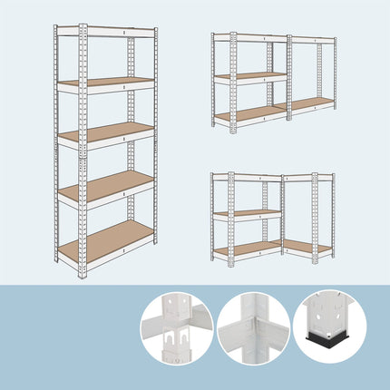 Steel Shelving Unit, Heavy-Duty, 5 Adjustable Tiers