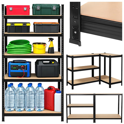 Steel Storage Rack, 5 Shelves, 180x90x40 cm, Black