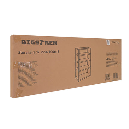 Steel Storage Rack, 5 Shelves, 220x100x45 cm, Black