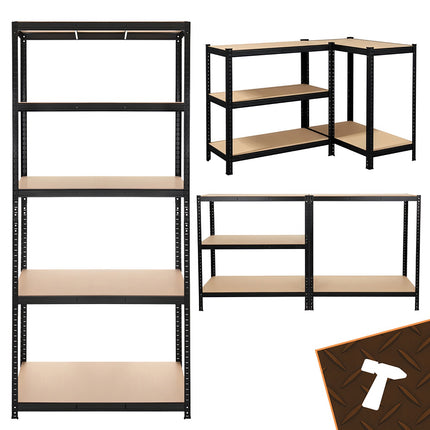 Steel Storage Rack, 5 Shelves, 220x100x45 cm, Black