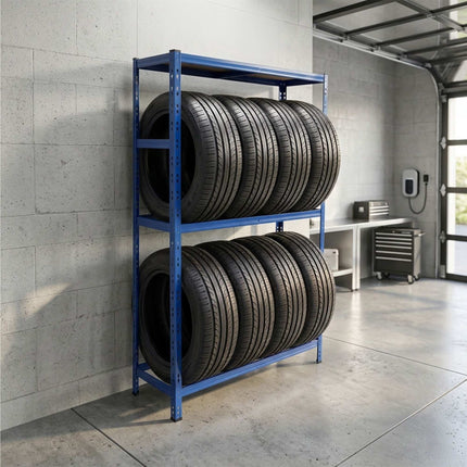 Steel Tire Rack With Adjustable Shelves, Easy Assembly