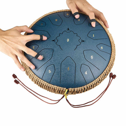 Steel Tongue Drum, 13-Inch 15-Note D Major, Mallets, Music Book