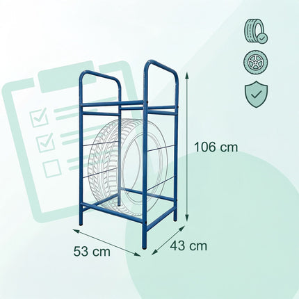 Steel Tyre Rack – Garage Storage, Holds 4 Tyres