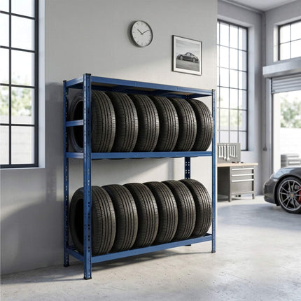 Steel Tyre Rack With Adjustable Shelves, Easy Assembly