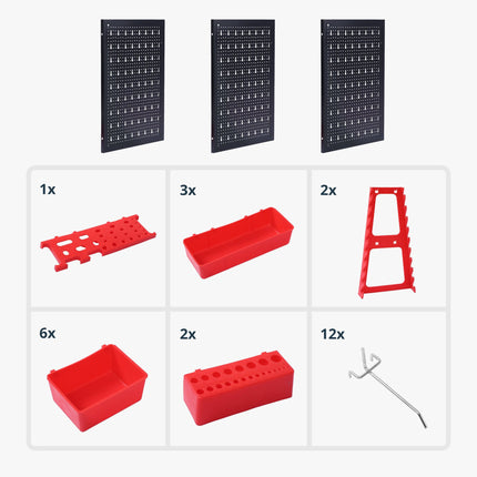 Steel Wall-Mounted Pegboard Tool Organizer Set