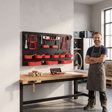 Steel Wall-Mounted Pegboard Tool Organizer Set