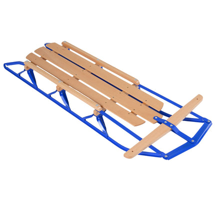 Steel & Wood Sled with Steering Bar – Blue, 150kg Capacity