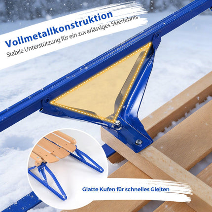 Steel & Wood Sled with Steering Bar – Blue, 150kg Capacity