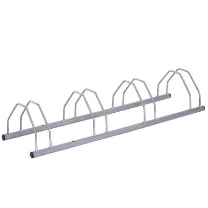 Steel rack for 4 bikes, floor and wall mount, silver finish
