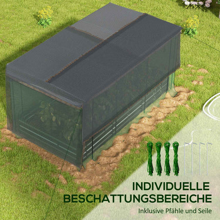 Steel garden bed with bird netting, dark grey, 230x110x110 cm