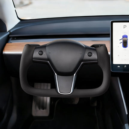 Steering Wheel, Heated Carbon Fiber D-Shape, Leather Grip