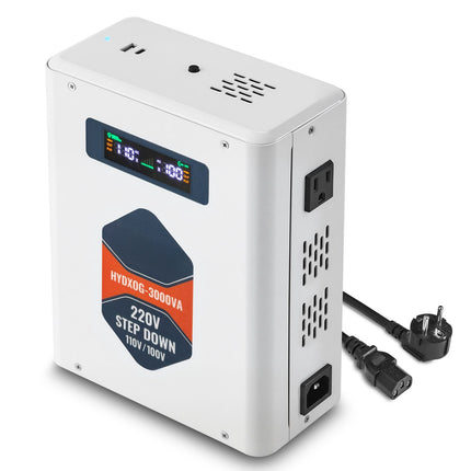 Step Down Voltage Converter 3000VA, 220V to 110V, 2 Outlets
