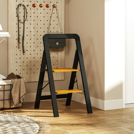 Aluminum ladder - 2 steps, non-slip, 150 kg capacity