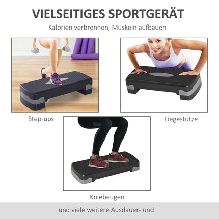 Adjustable Aerobic Stepper, 68x29x15cm, Black/Grey
