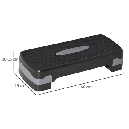 Adjustable Aerobic Stepper, 68x29x15cm, Black/Grey