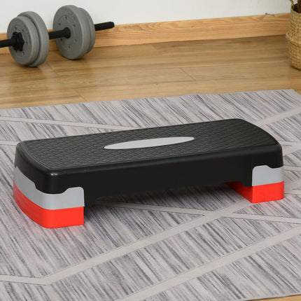 Adjustable Aerobic Stepper - 2 levels, 10/20 cm, black/grey/red