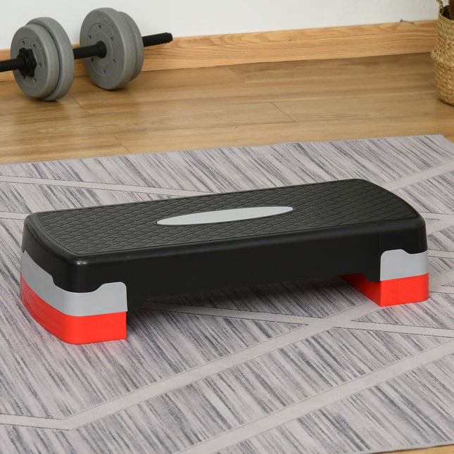 Adjustable Aerobic Stepper - 2 levels, 10/20 cm, black/grey/red